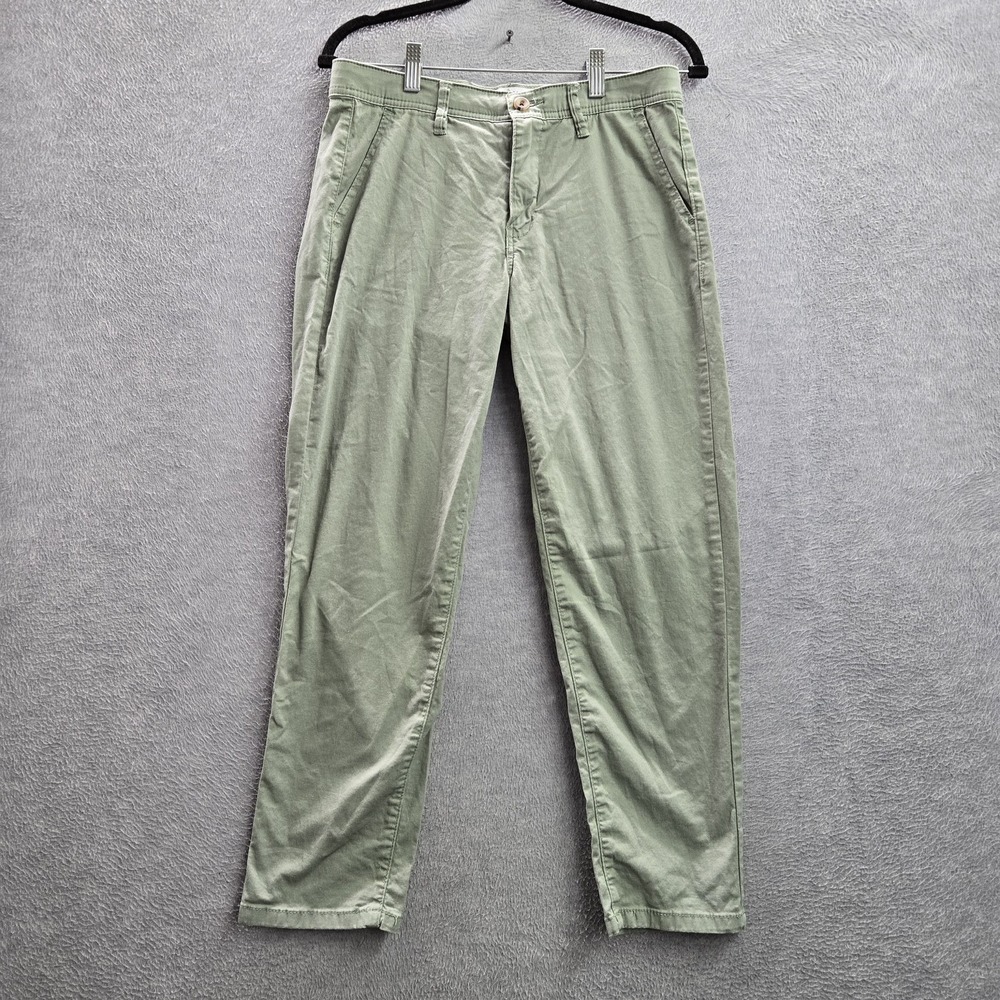 Curve Appeal Women Pants 4/27 Green Chino Button Slim 25" Inseam